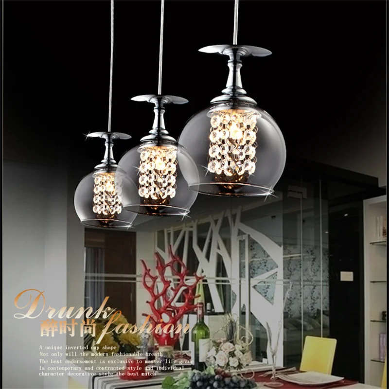 New modern simple single-head three-head bar chandelier glass crystal chandelier fashion ceiling lamp