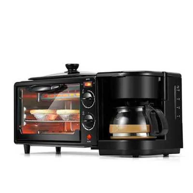 NEW 3 in 1 Breakfast Making Machine Multifunction Mini Drip Coffee Maker Bread Pizza Oven Frying pan Toaster Breakfast Machine