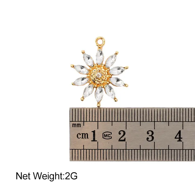 10Pcs/set Shiny Sun Flower Crystal Charms Handmade Making DIY Earrings Pendant Necklaces Bracelet Material Jewelry Wholesale