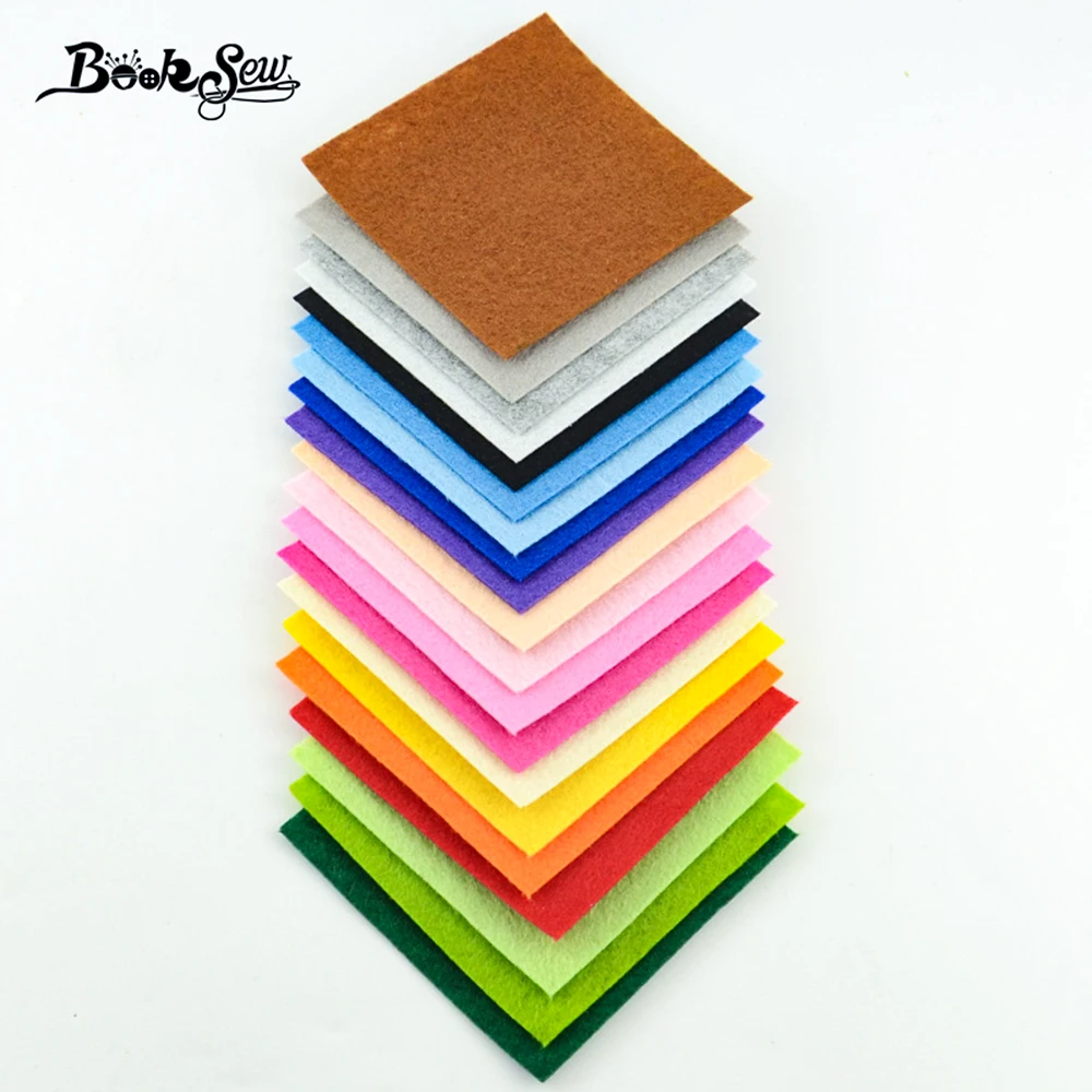 Booksew 15x15CM Handicrafts Different Color 100% Polyester Felt Fabric Dolls Interior Decoration Shoes Materials 1MM Thick