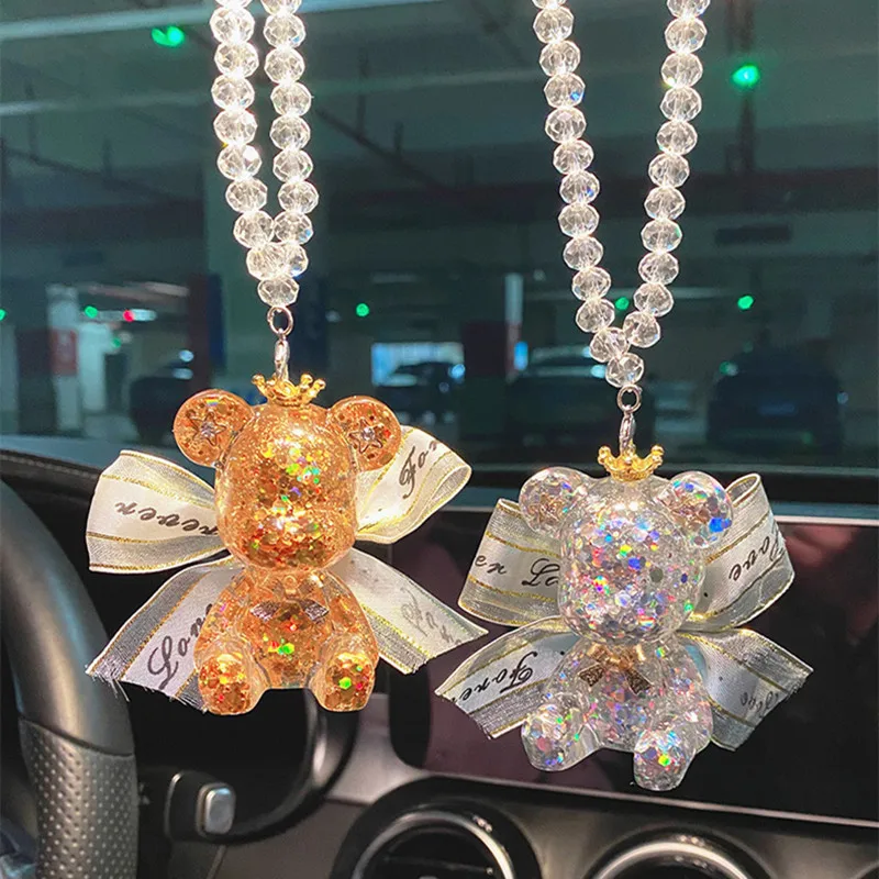 

High-end Goddess Violent Bear Car Pendant Creative Cartoon Bear Rearview Mirror Car Interior Ornament Accessories