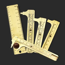 80mm/100mm Mini Single Double Scale Brass Vernier Caliper Measuring Ruler Portable Pocket Retro Copper Caliper