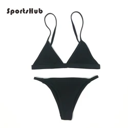 Solid Sexy Bikinis Sets Wire Free Swimsuit Women Spandex Swimwear Female Bikini Beach Bathing Suits Swim Wear Sets EF0003