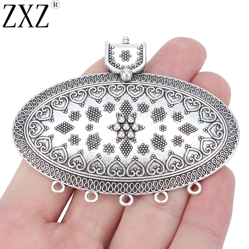 ZXZ 2pcs Tibetan Silver Large Tribal Boho Connector Charms Pendants for DIY Necklace Jewelry Making Findings