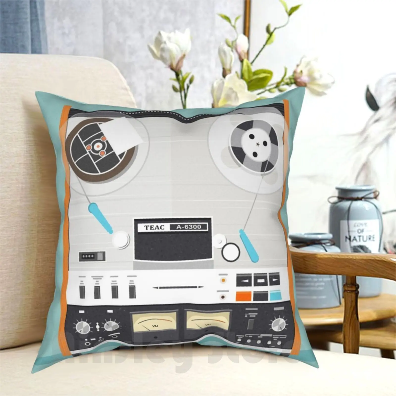 Teac A-6300 Reel To Reel Pillow Case Printed Home Soft Throw Pillow Teac Tape Reel To Reel Retro Vintage Equipment