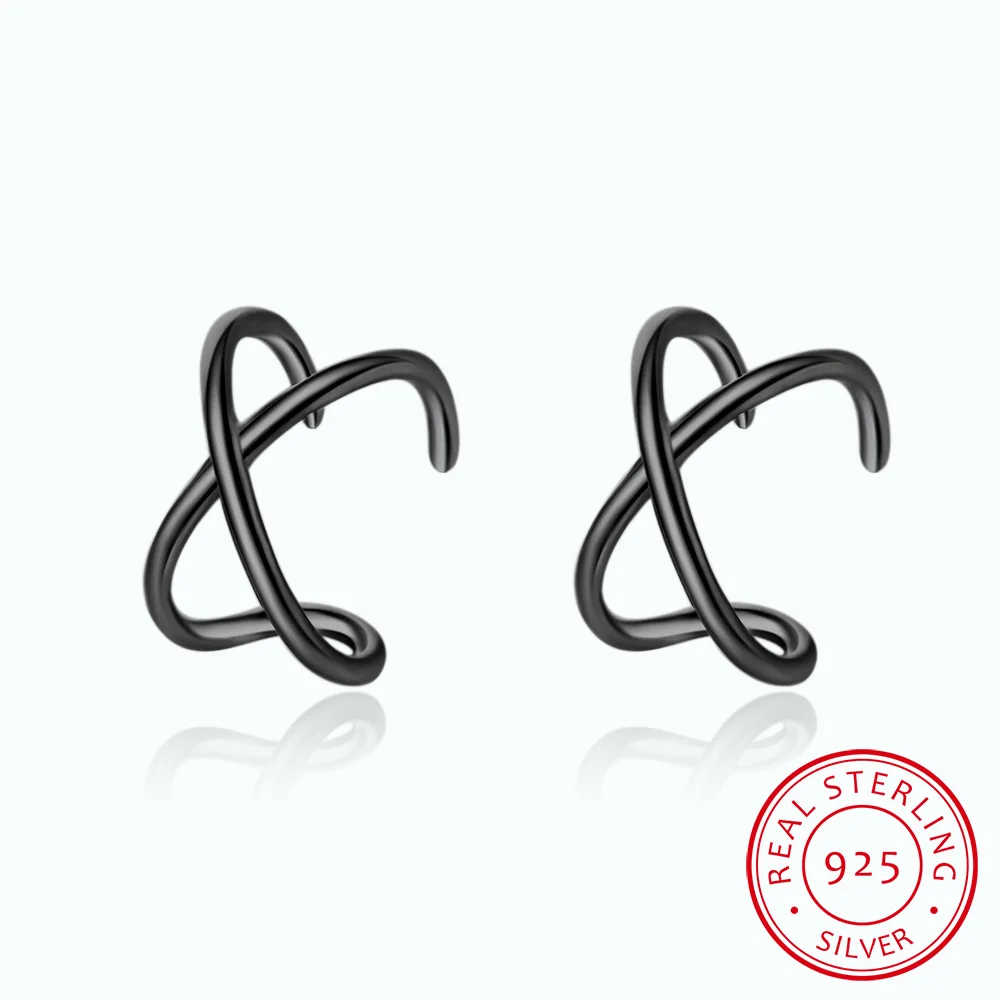 2pcs 100% 925 Sterling Silver Clip on Earrings Ear Cuff For Women Girl Lady Without Piercing Earring Jewelry DS534