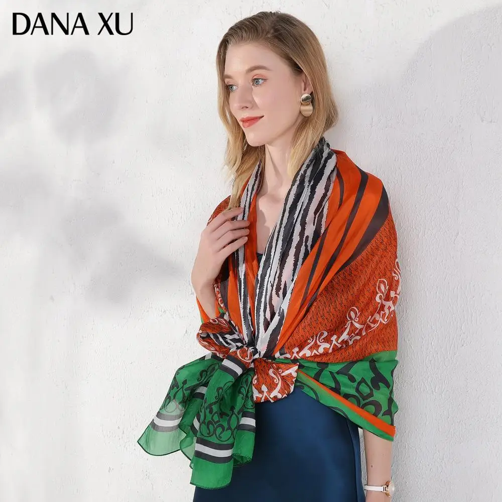 Silk Long Scarf Luxury Brand Women New Design Beach Blanket Shawl Wear Swimwear Bandana Hijab Face Shield Foulard 2020