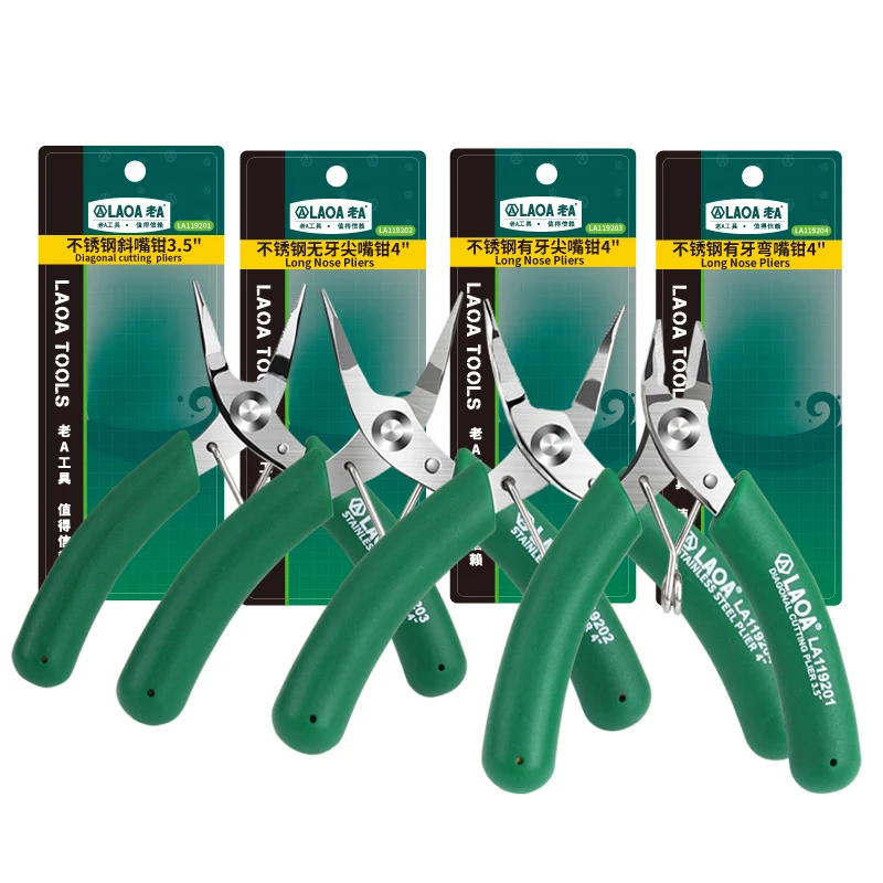 Laoa-mini alicate eletrônico de aço inoxidável, 3.5 polegadas, diagonal, alicate de nariz longo, tesoura eletrônica