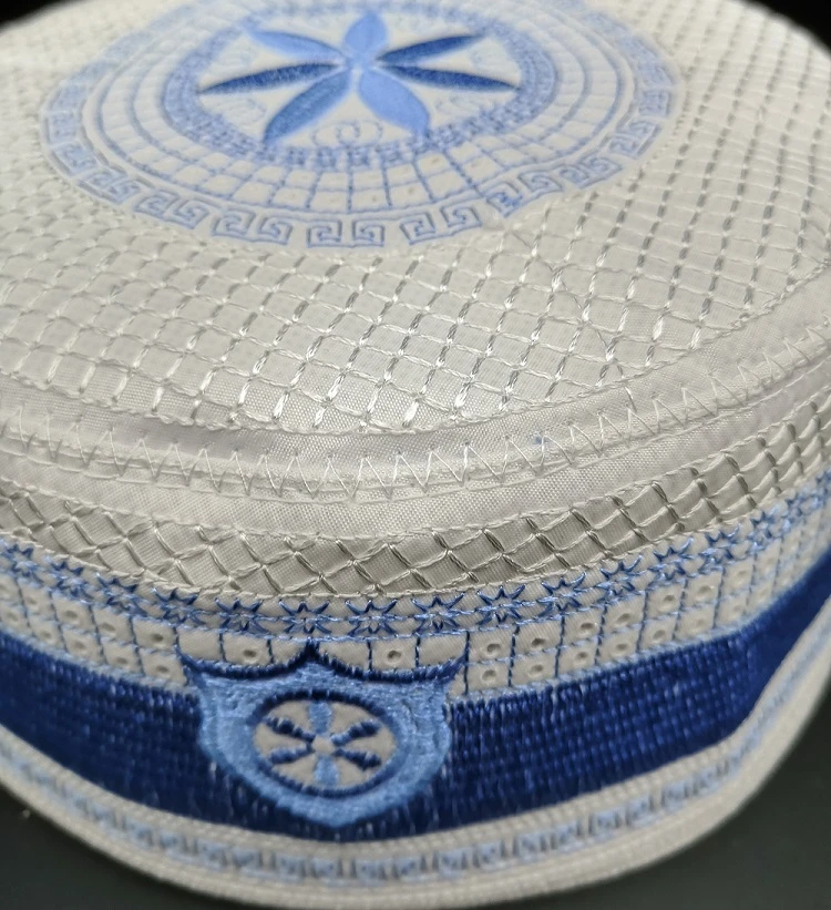 Bonés de oração muçulmano azul, chapéus da moda para homens da índia islâmico yarmulke kippah moslim, chapéus acessórios juros