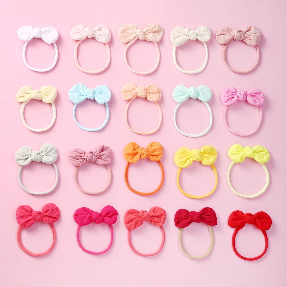 Baby Girls Bowknot Headband Fashion Hair Accessories Newborn Solid Color Beauty Headdress Elastic Rabbit Ear Hairband 34 Colors