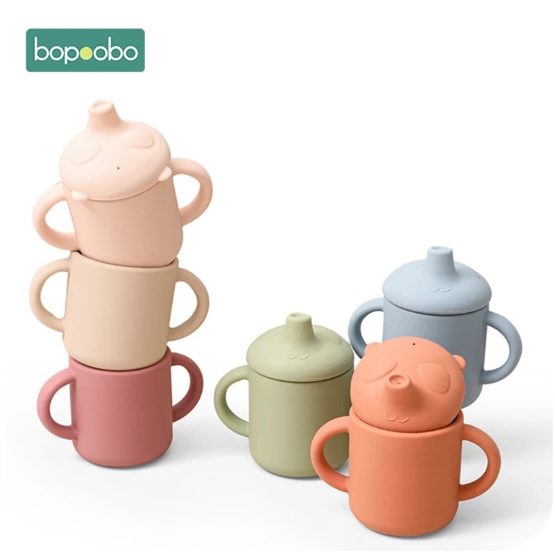 

Bopoobo 1Pc Silicone Cup Straw Cup Panda Feeding Bottle BPA Free Learning Cups Leakproof Silicone Tableware Toddler Water Bottle