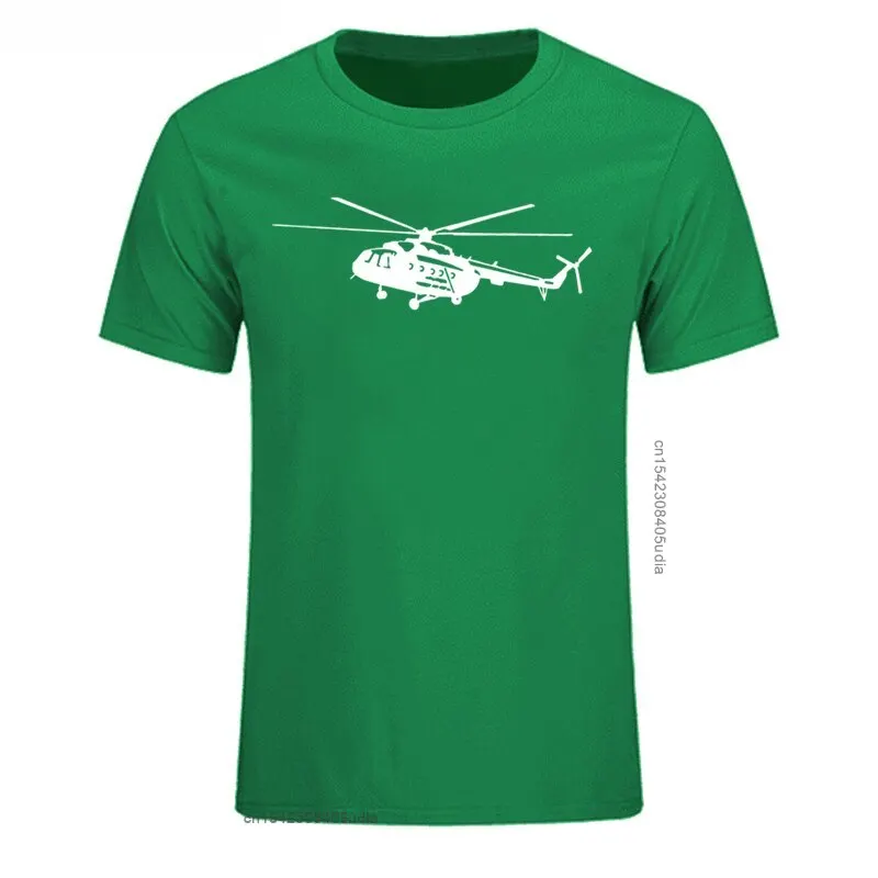 Summer Men\'s T Shirt Short Sleeve Cotton Print Mi-8 Helicopter T-Shirt Casual Shirt Cool Tees Tops Streetwear Cotton Fabric