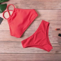 Bikini con realce para mujer, traje de baño con Tanga, unicolor, 2024