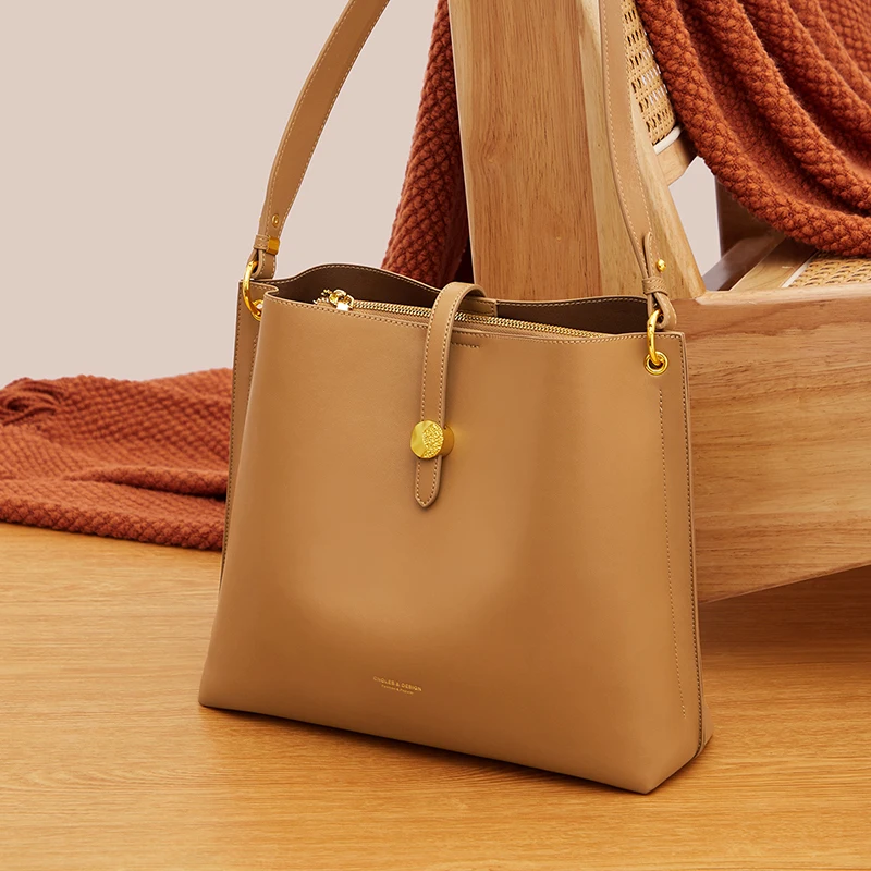Cnoles Brand Fashion Shoulder Bag Bucket Tote Bags for Women Lady Leather Crossbody Bags with 2 Shoulder Straps
