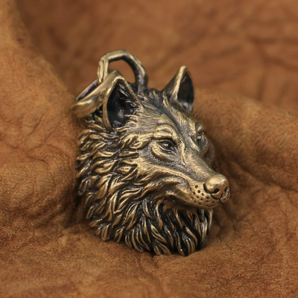 LINSION High Details Brass Huge Wolf Pendant Mens Biker Rock Punk Pendant BR192 JP