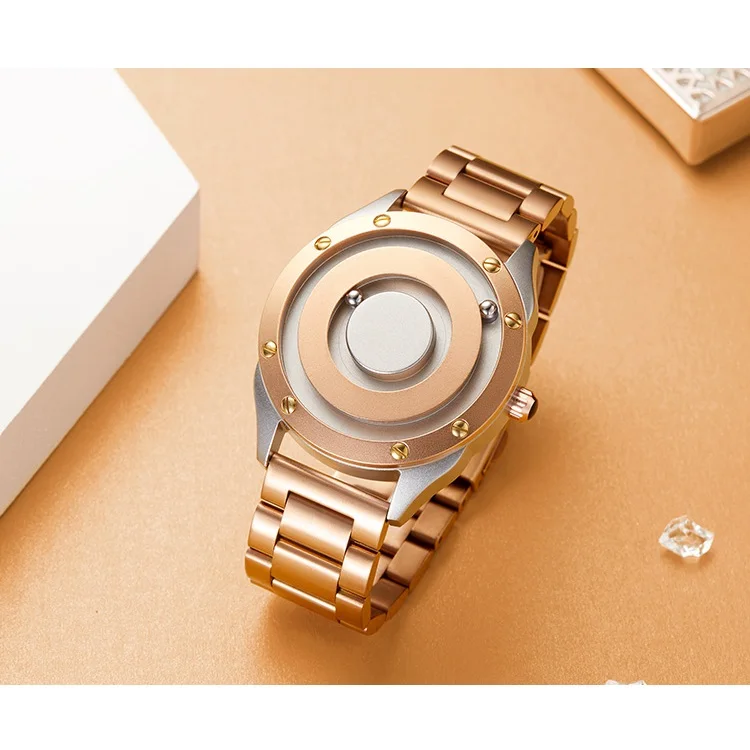 EUTOUR E033 Unisex Watches Magnetic Ball Show Quartz Watches Men Women Alloy Copper Fashion Male Clock Wristwatches