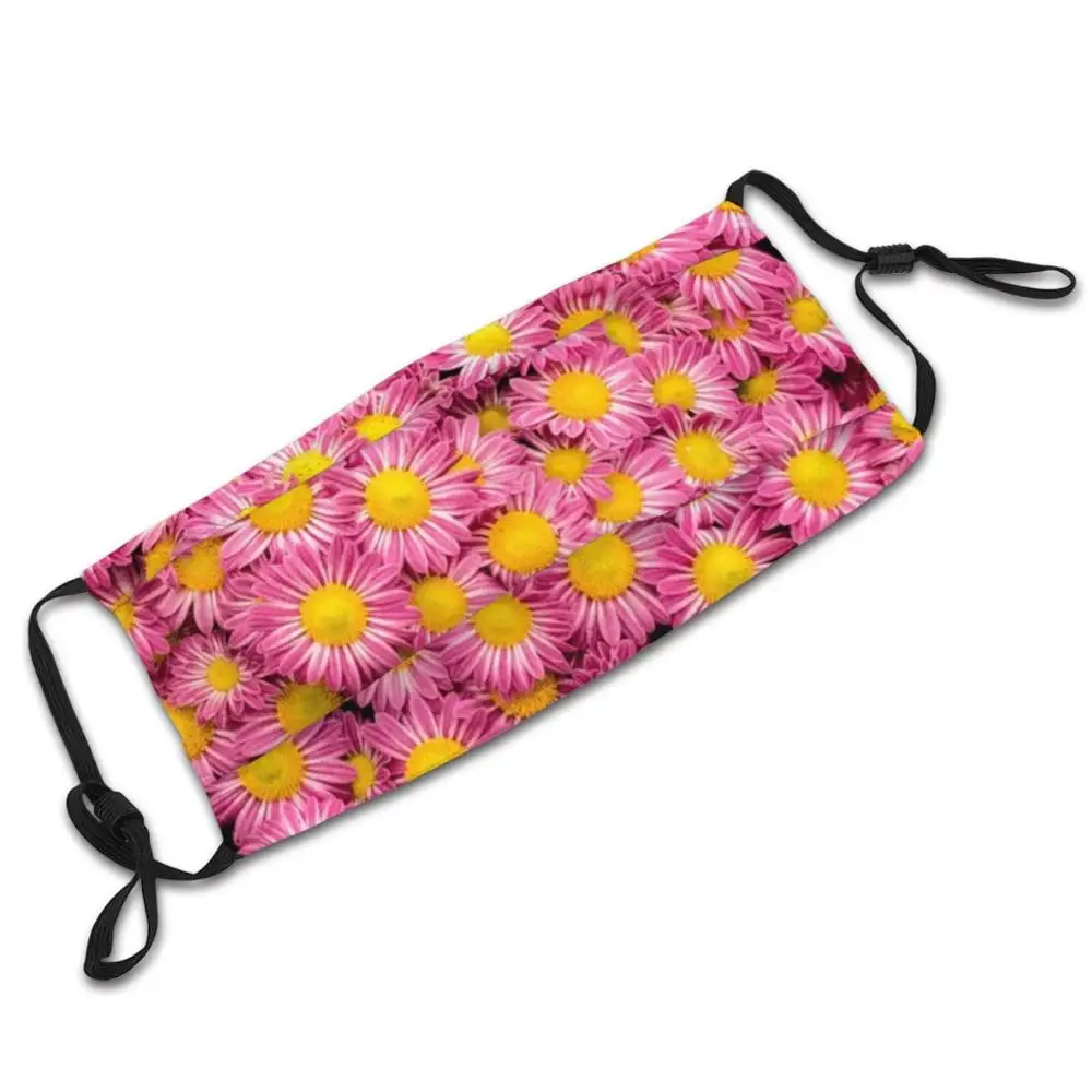 Roze Marguerite Daisy Bloemen --- Bloemen Liefhebbers Masker Doek Wasbare Diy Filter Pm2.5 Volwassen Kids Bloemen Bloem Bloemen Zomer