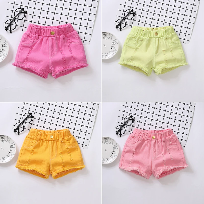 100-150Cm Summer Girls Fashion Hole Shorts Baby Kids Children Casual Clothes