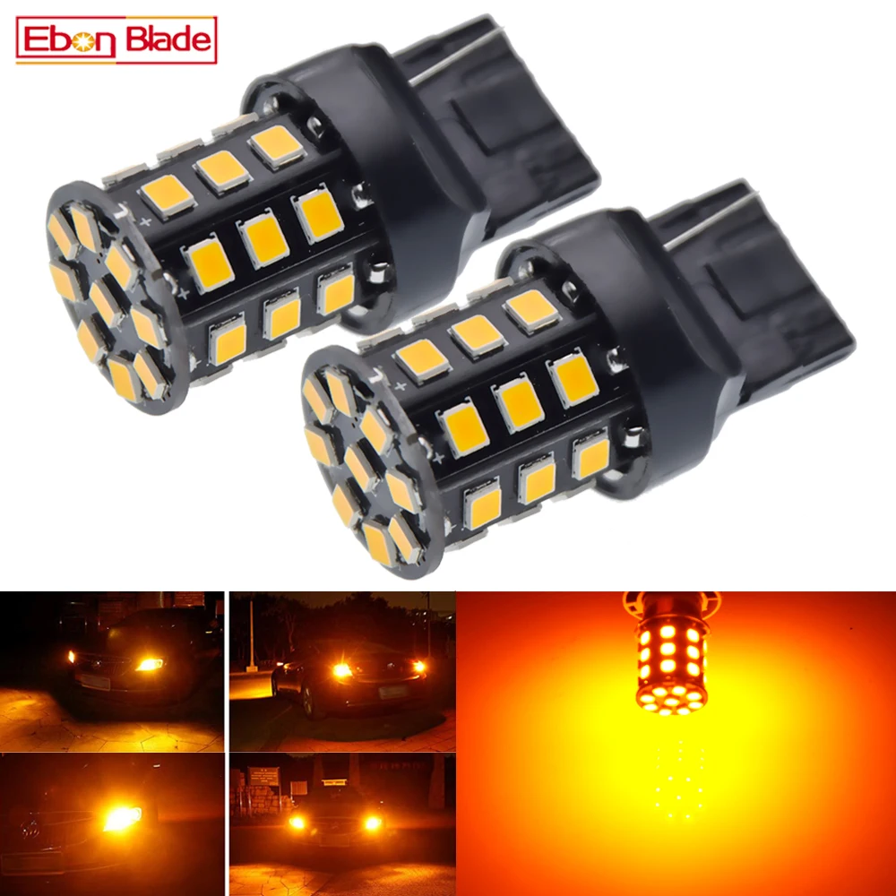 Pair Car LED T20 7440 W21W 1156 BA15S P21W BAU15S PY21W  2835 33 SMD Amber Orange Indicator Turn Signal Light Bulb 12V Auto Lamp