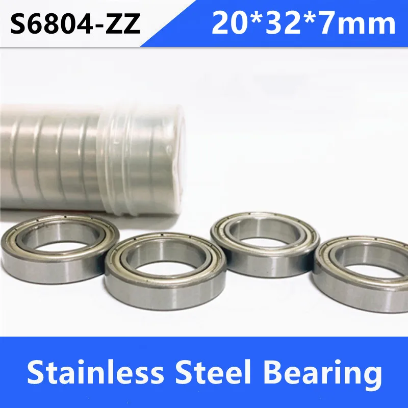 

10pcs/lot ABEC-5 S6804ZZ S6804 ZZ Stainless Steel bearing 20*32*7 mm Deep Groove Ball Bearing 20x32x7 mm 6804ZZ 6804