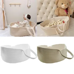 Portable Baby Moses Basket Carrier Cotton Rope Woven Crib Newborn Sleeping Bed Cradle Bassinet Nursery Decoration