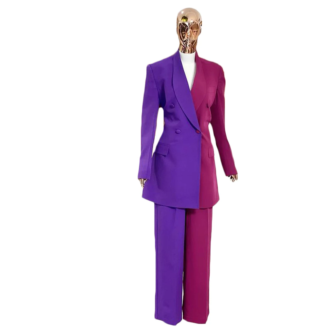 Blazer de diseño único para mujer, traje púrpura de celebridad, esmoquin para fiesta de graduación, alfombra roja, Top de ocio (chaqueta + pantalones)