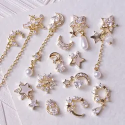 10pcs/lot 3D Love Star Moon Alloy Nail Art Zircon Pearl Crystal Metal Manicure Nails Accessories Supplies Decorations Charms