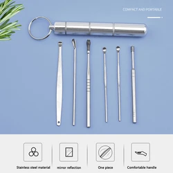 6 pçs removedor de cera de orelha kit de limpeza de orelha pick earwax curette colher ferramenta de cuidados com a orelha mais limpa para o bebê adultos conjunto de beleza