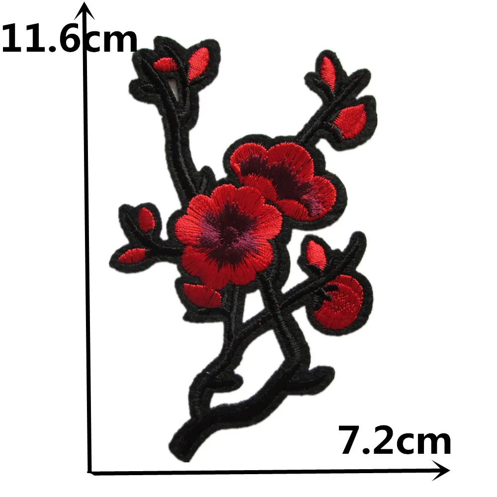 Fashion Style Plum Blossom Pattern Hot Melt Glue Patch Embroidery Clothes Ironing Applique Clothing Decoration DIY Accessories