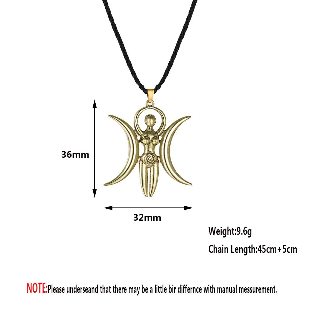 Kinitial Retro Triple Moon Goddess Mother Amulet Necklaces For Women Men Symbol Crescent Moon Charm Pendants Choker Jewelry