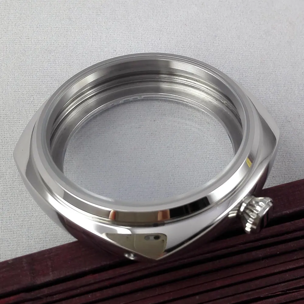 

45mm polished stainless steel case High Quality hardened mineral glass fit 6497 6498 ST 36 movement Watch Case