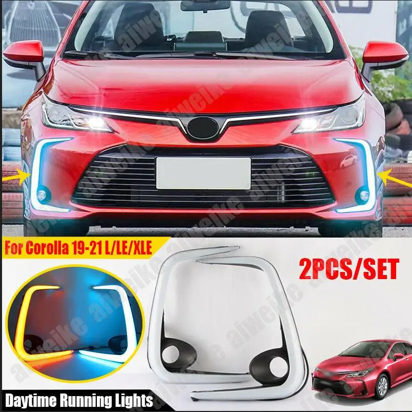 2 قطعة أضواء النهار الجري DRL مع بدوره لتويوتا كورولا Altis سيدان الاتحاد الأوروبي 2019 2020 2021 اكسسوارات السيارات