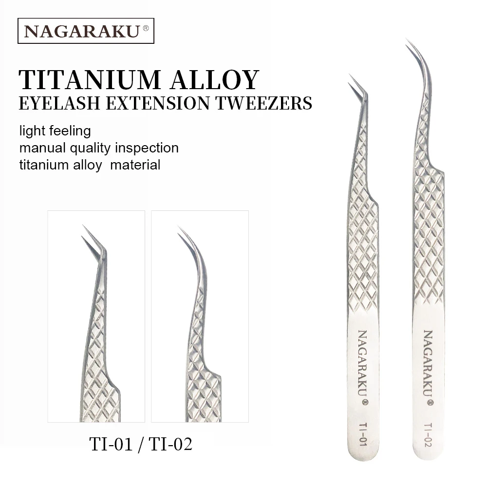 NAGARAKU Eyelash Extension Tweezers Makeup Titanium Alloy High Quality Elasticity Labor-saving Professional Lash Tweezers