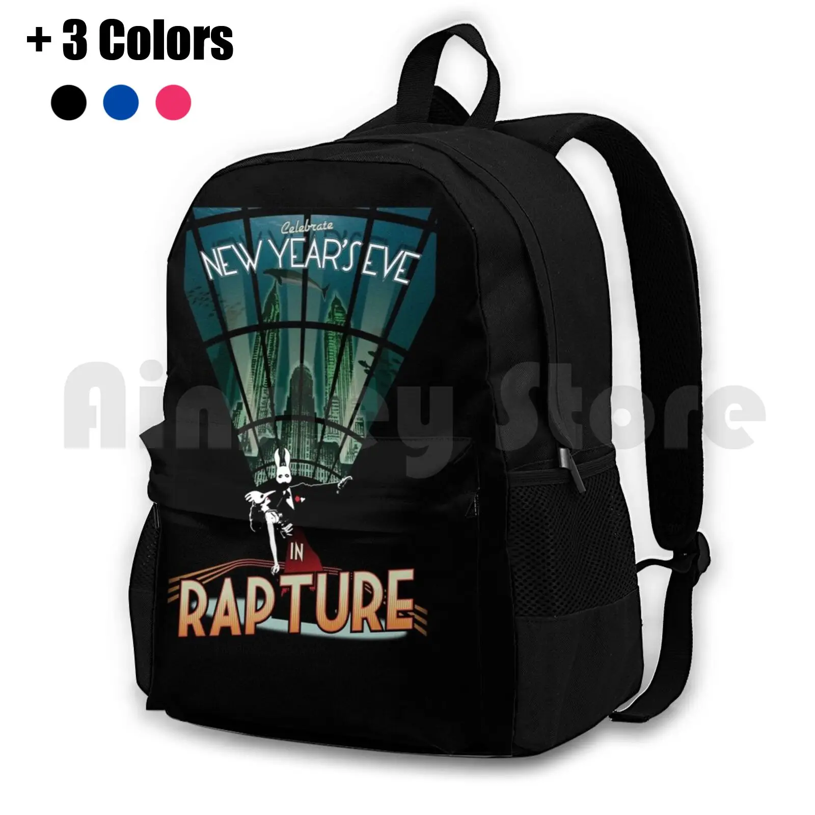 Bioshock New Year's In Rapture Outdoor Hiking Backpack Riding Climbing Sports Bag Bioshock Rapture Video Games Art Travel Ps3