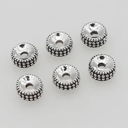 50pcs/Lot Antique Silver Color Dots Wheel Shape Loose Beads 7.5mm Handmade Decoration Charm Spacer Beads DIY Jewelry Accessories