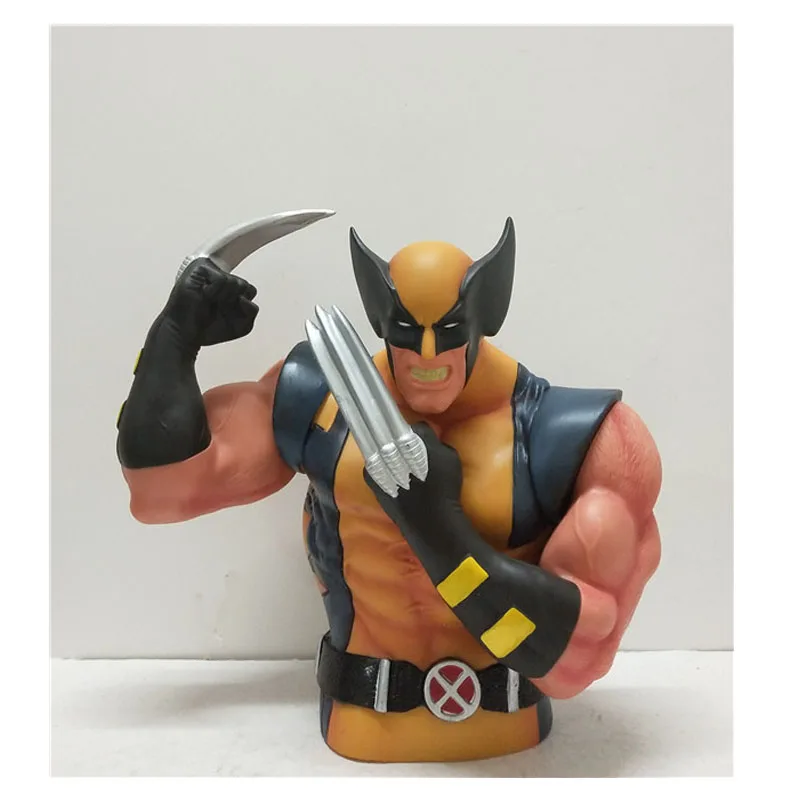 Marvel Comics Heroes X-Men Wolverine Logan Figures Bust Cartoon Action Figure Toy Model Logan Money Box Figurine Ornament Gift