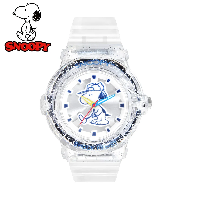 SNOOPY Girls Lady New Japan Quartz Sport Wristwatch Transparen Dial Strap Colorful Case 3D Stereo Graffiti Cartoon Youth Teenage