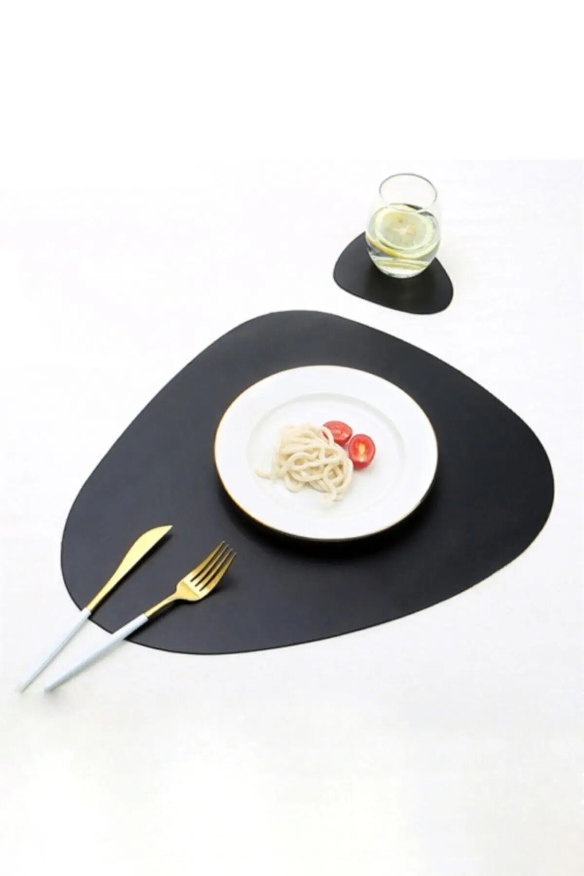 Black PU Placemats for Table Waterproof Non-Slip Leather Place Mat Set Kitchen Accessories Christmas Coaster Cup Wine Mat