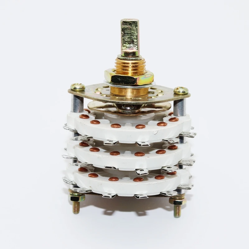 1PCS 3 Deck 6mm Shaft Band Channel Rotary Switch Selecter 3P6T/3P7T/3P8T/3P9T/3P10T/3P11T/6P3T/6P4T/6P5T/9P3T/12P2T Ceramic