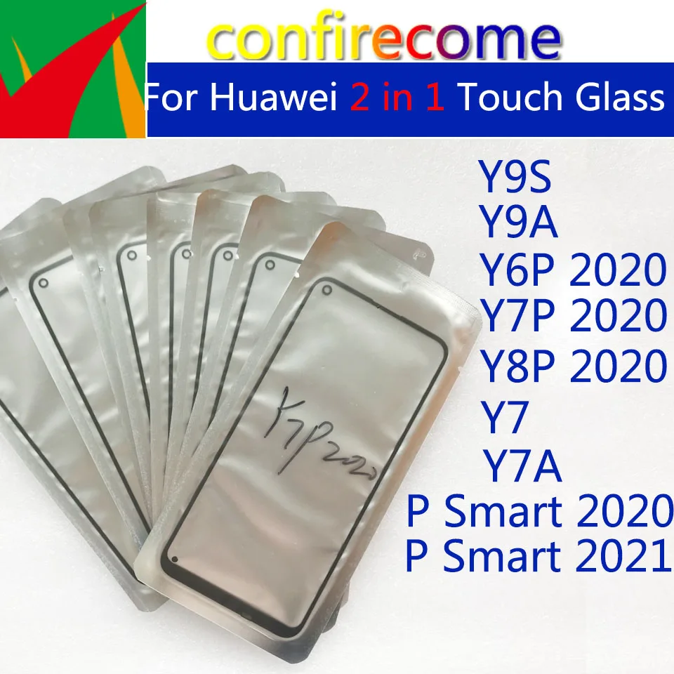 10pcs\Lot 2 in 1 LCD Sensor Glass For Huawei Y9S Y9A Y7 Y7A Y6P Y7P Y8P P Smart 2020 2021 Touch Screen Glass Lens With OCA Glue