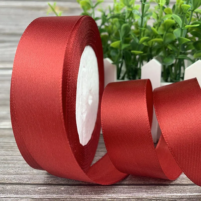 25 Yards/Roll nastri di raso per artigianato fiocco fatto a mano confezione regalo natale matrimonio nastro decorativo 6/10/15/20/25/40/50mm