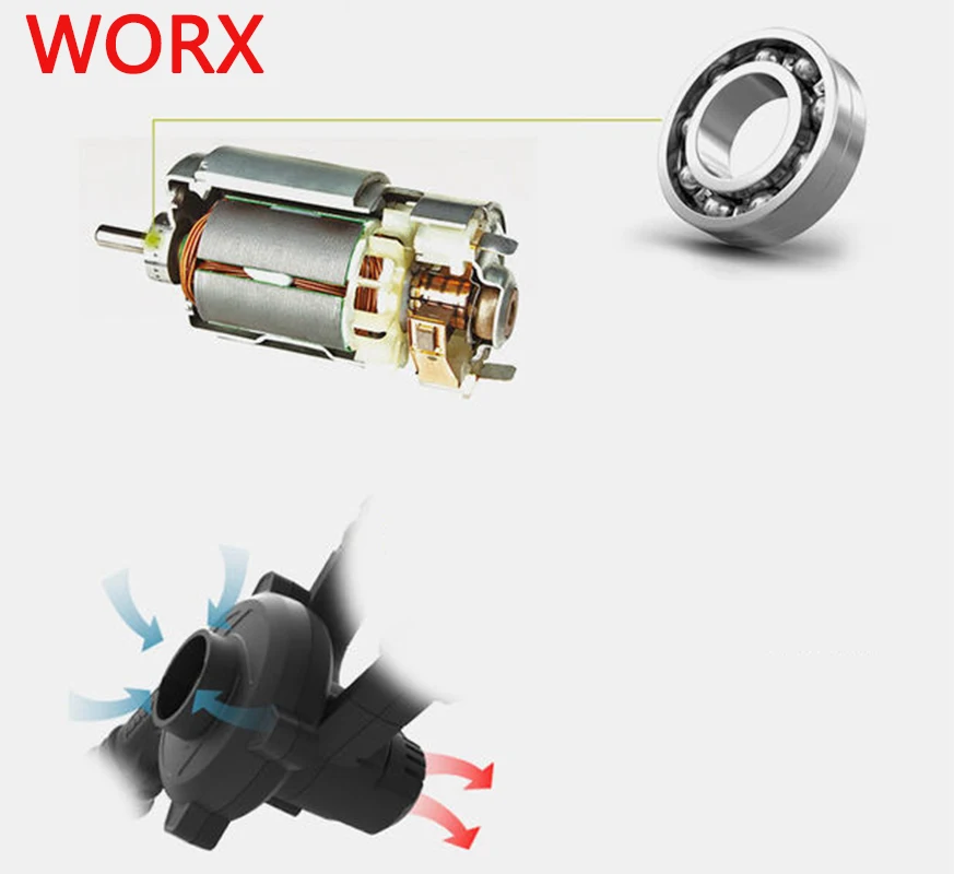 WORX مجفف الشعر WU230 مجمع غبار صناعي 20 فولت بطارية ليثيوم أدوات كهربائية