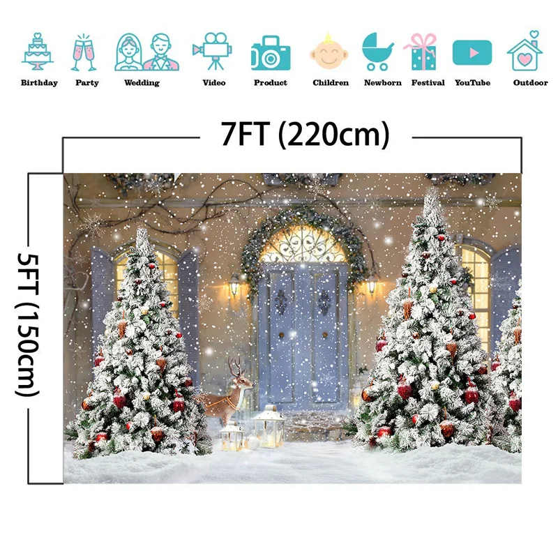 Décors de Noël pour la photographie, photocall d'hiver de neige, fond d'arbre de Noël, studio photo, séance photo de portrait d'enfants