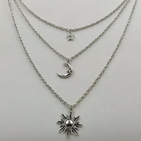 Multi Layered Necklace Moon Sun Stars Choker Pendant Girl  Wedding Souvenirs Party Gift Simple Necklace for Women Men gift