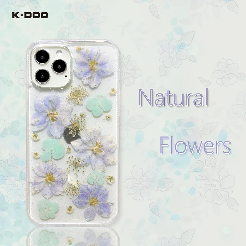 

Задняя крышка K-DOO Flowers Natural Genuine Dried Flower, блестящий настоящий прозрачный чехол Egde для iPhone 12, 12Pro, 12mini, 12Promax