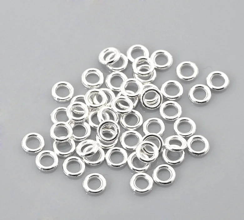 DoreenBeads 100/500PCs Silver Color Soldered Closed Jump Rings Findings for DIY Jewelry Making 4 6 8 14mm(1/8") Dia. )