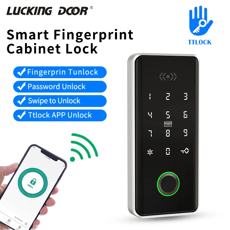 TTLOCK APP Smart Electronic Cabinet Door Lock 13.56Mhz RFID Fingerprint Drawer Lock Keyboard Password Electronic Lock