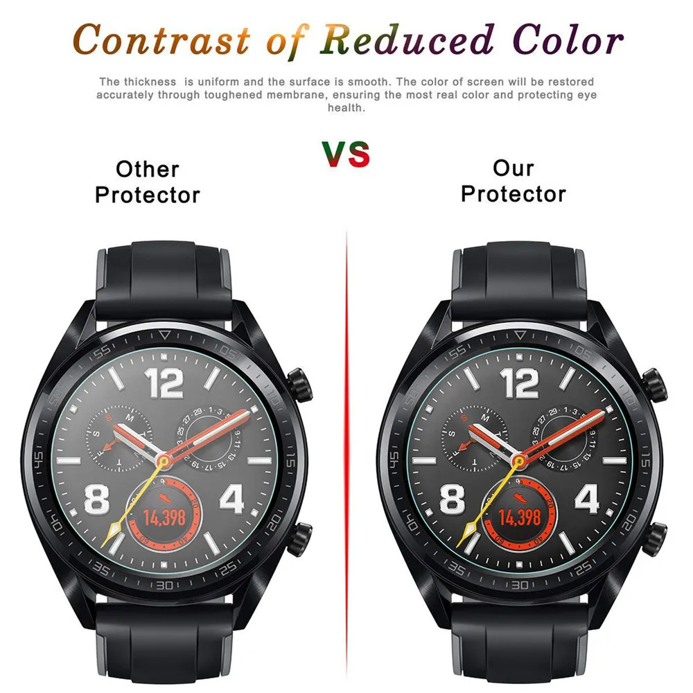 강화 유리 필름, 화웨이 워치 GT 46mm GT2 46mm 화면 보호기, 9H 보호 유리 필름 2.5D 스크래치 방지 필름