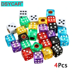 DSYCAR 4Pcs Plastic Wheel Stem Tyre Air Valve Dustproof Cap Gold Dice Tire Tyre Valve Caps Bike Auto Truck Tire Valve Dust Cap