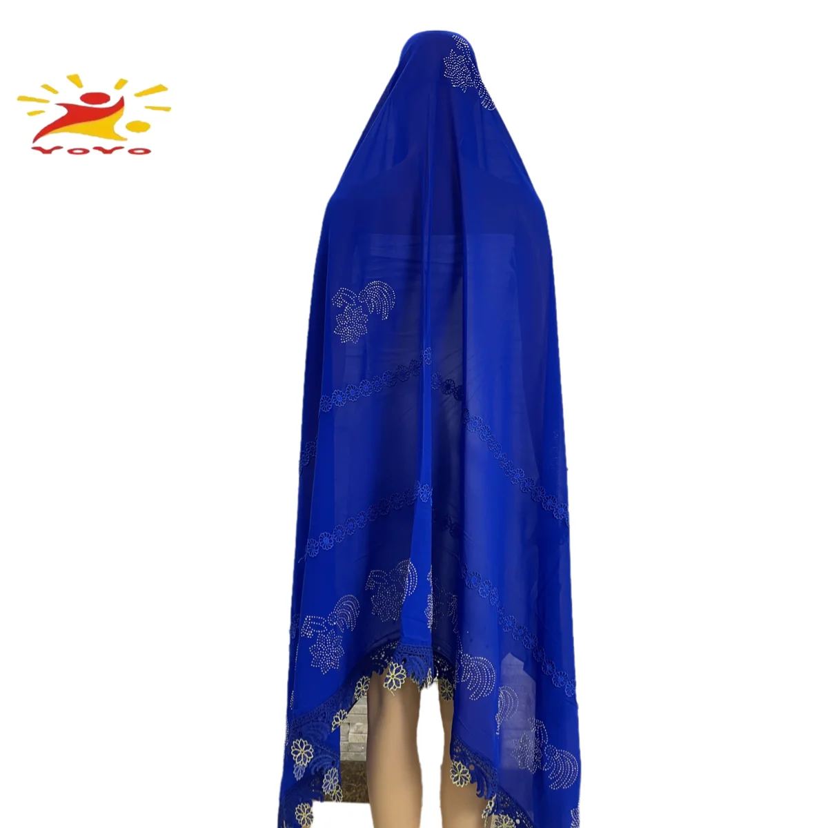 2021African Women Chiffon Splices Lace Hijabs Shawl Big Size 200*120cm Plain Muslim Lady Scarf Wholesale Pashmina